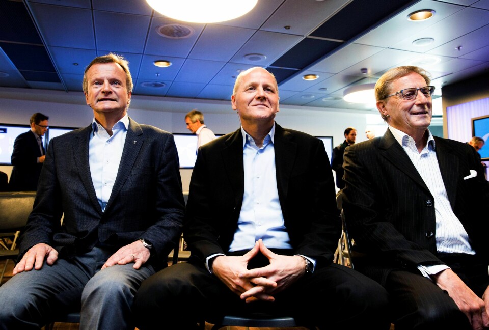 Da Telenor-styret skulle finne en arvtaker etter Jon Fredrik Baksaas (til v), fikk styreleder Svein Aaser (til h) sterke signaler om å finne en kvinne. Det gjorde han ikke, og Sigve Brekke (midten) ble ny konsernsjef. FOTO: BERIT ROALD/NTB SCANPIX Da Telenor-styret skulle finne en arvtaker etter Jon Fredrik Baksaas (til v), fikk styreleder Svein Aaser (til h) sterke signaler om å finne en kvinne. Det gjorde han ikke, og Sigve Brekke (midten) ble ny konsernsjef. FOTO: BERIT ROALD/NTB SCANPIX