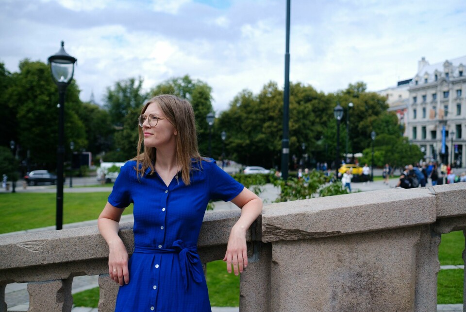 Marie Sneve Martinussen har 11 år bak seg som nestleder, men har bare tre knappe uker bak seg som partileder. Nå skal hun for første gang lede valgkampen for Rødt. Portrett av Marie Sneve Martinussen på Stortinget