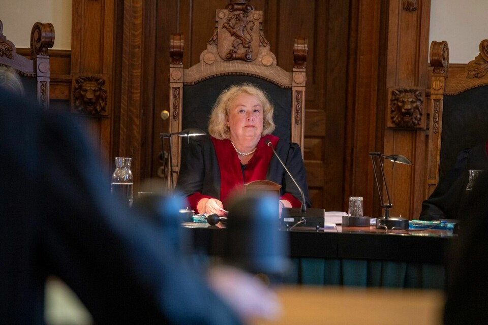 Justitiarius Toril Marie Øie i høyesterett under behandlingen av ACER-spørsmålet. Justitiarius Toril Marie Øie i høyesterett under behandlingen av ACER-spørsmålet.