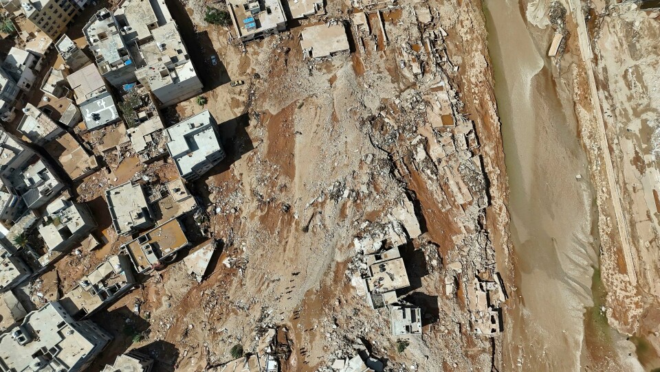 Byen Derna er blant stedene som er hardt rammet av flom. Byen Derna er blant stedene som er hardt rammet av flom. Foto: Muhammad J. Elalwany / AP / NTB