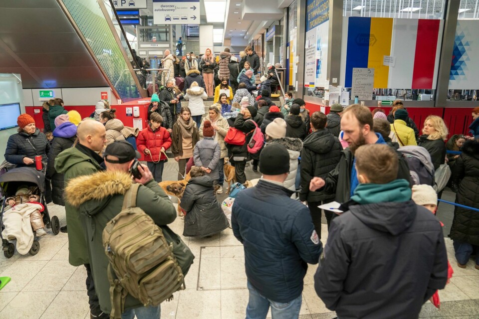 Kaos i Krakow, Polen i mars 2022. Herfra prøvde mange av flyktningene fra Ukraina å komme seg videre til andre byer i Polen eller til andre land. Olha Basista fikk plass på en buss til Norge herfra. (Ilustrasjonsbilde) Flyktninger fra Ukraina