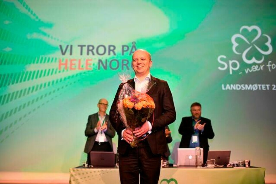 Partileder Trygve Slagsvold Vedum ble gjenvalgt som leder for Senterpartiet. FOTO: OLE MARTIN WOLD/NTB SCANPIX
