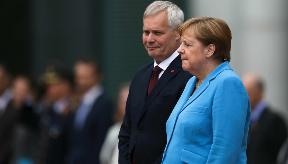 Tysklands statsminister Angela Merkel begynte å skjelve da hun tok imot Finlands statsminister Antti Rinne i Berlin onsdag.