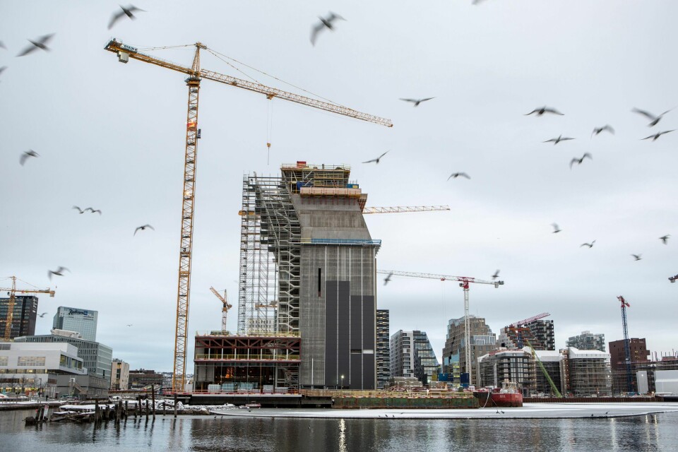 Det nye Munchmuseet under bygging i Bjørvika.