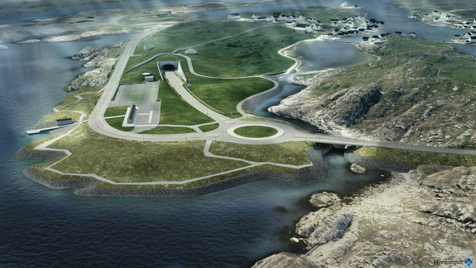Slik vil det se ut ved tunnelinnslaget på Kvitsøy.