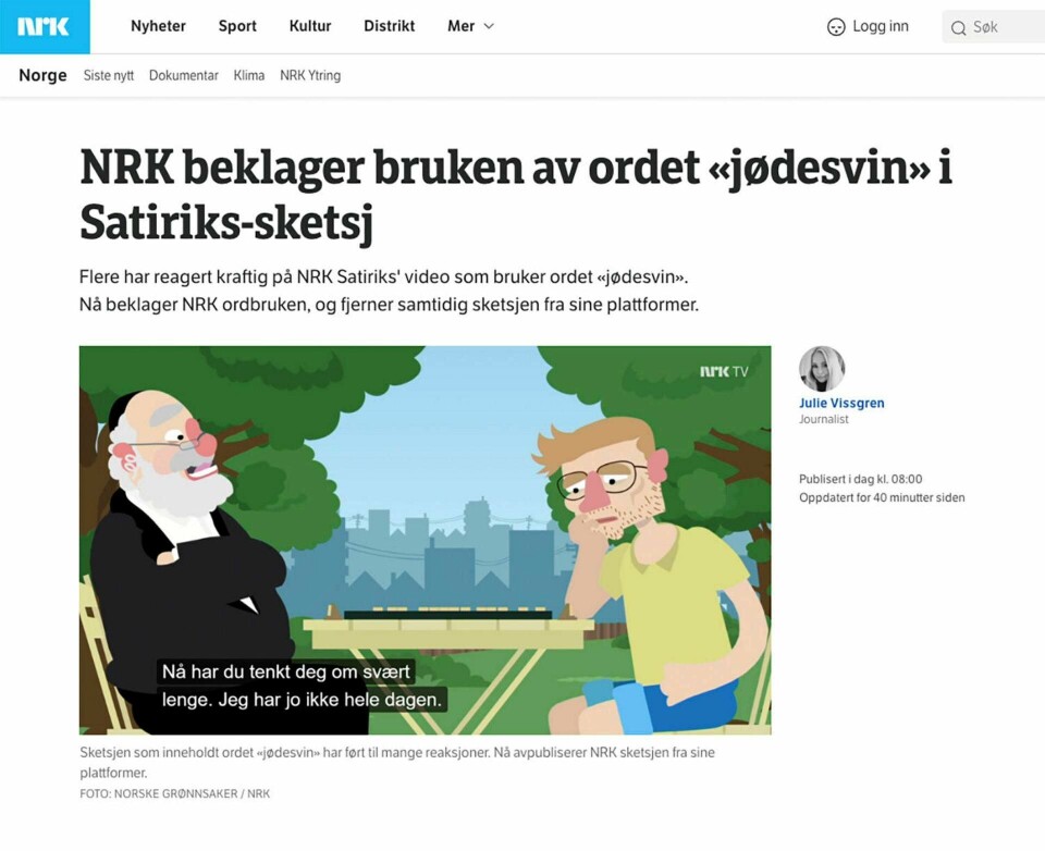 – De nødvendige oppgjørene med antisemittismens dype røtter i vår kultur, må tas den dag i dag», skriver kronikkforfatteren. FOTO: NRK / NTB SCANPIX
