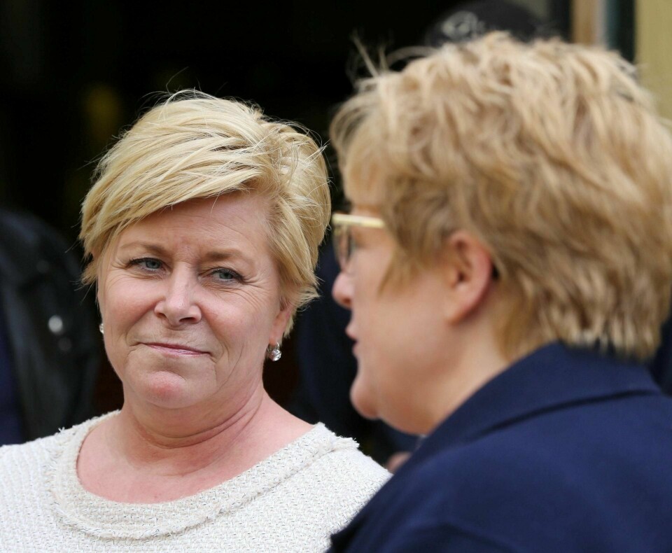 «Dette kan bli en interessant stirrekonkurranse mellom Trine Skei Grande og Siv Jensen, der sistnevnte har mest å tape hvis valget går uten en bomavklaring», skriver vår kommentator. FOTO: ØRN E. BORGEN/NTB SCANPIX