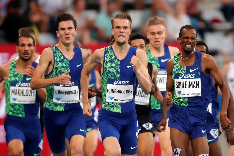 Jakob og Filip Ingebrigtsen kom ikke under 3.30 i Diamond League-finalen. Her er de i aksjon i Paris tidligere i sommer. Foto: REUTERS/Charles Platiau