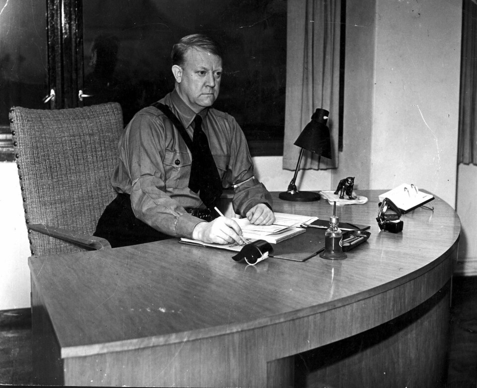 OSLO 1940: Vidkun Quisling på sitt kontor i Oslo Rådhus. FOTO: NTB SCANPIX