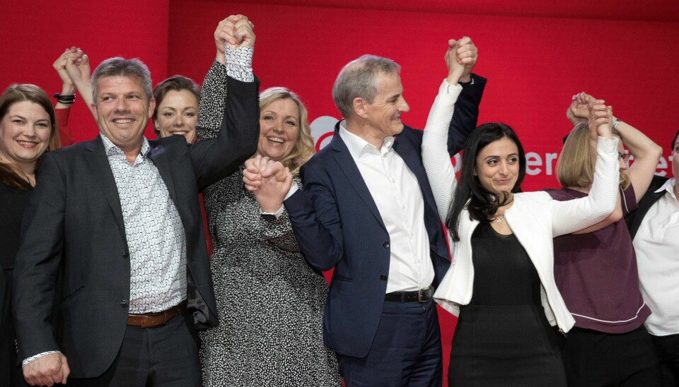 Oslo 20190406.Sentralstyret med Bjørnar Skjæran, Kjersti Stenseng , Jonas Gahr Støre og Hadia Tajik under landsmøtet til Arbeiderpartiet i Folkets Hus i OsloFoto: Terje Pedersen / NTB scanpix