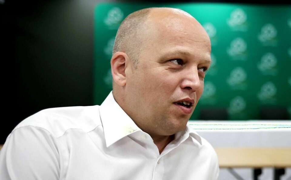 Trygve Slagsvold Vedum under Senterpartiets sommerpressekonferanse.
