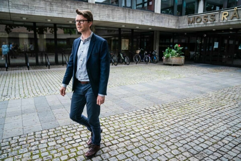Kommuneoverlege i Moss, Kristian Krogshus, uttaler seg om koronasituasjonen i Moss. Foto: Stian Lysberg Solum / NTB scanpix