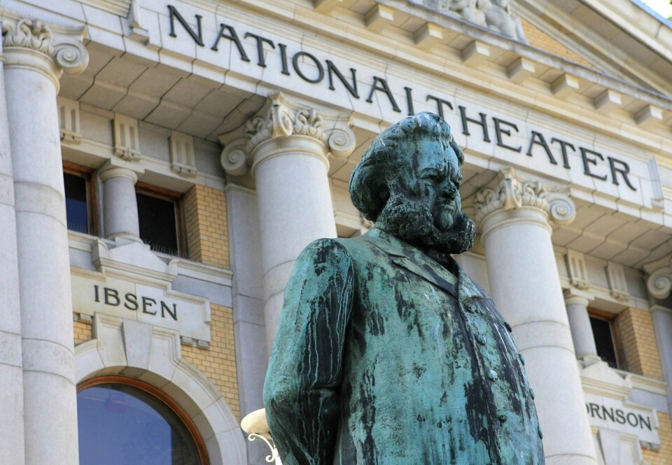 This picture dated 24 March 2006 shows a statue outside the National Theater in Oslo of Norway's greatest playwright Henrik Ibsen, whose works are still among the favourites of performers and theatre-goers worldwide. From AIDS prevention in Africa to the emancipation of women in the Muslim world, the work of Norway's most celebrated playwright, Henrik Ibsen, continues to find resonance today, one hundred years after his death. AFP PHOTO / SVEN NACKSTRAND