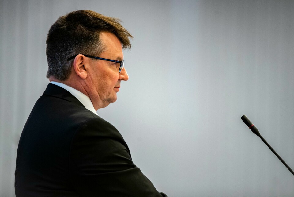 Oslo 20200917. Tidligere justisminister Tor Mikkel Wara vitner i rettssaken mot sin samboer, Laila Anita Bertheussen, i sal 250 i Oslo tingrett. Bertheussen er tiltalt for angrep på demokratiet og trusler mot ledende politikere. POOLFoto: Jil Yngland / NTB POOL Oslo 20200917. Tidligere justisminister Tor Mikkel Wara vitner i rettssaken mot sin samboer, Laila Anita Bertheussen, i sal 250 i Oslo tingrett. Bertheussen er tiltalt for angrep på demokratiet og trusler mot ledende politikere. POOLFoto: Jil Yngland / NTB POOL