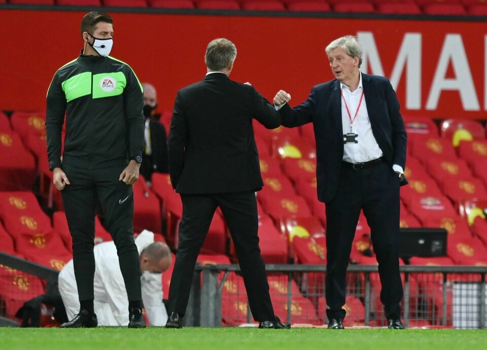 Roy Hodgson (t.h.) takker Ole Gunnar Solskjær for kampen.