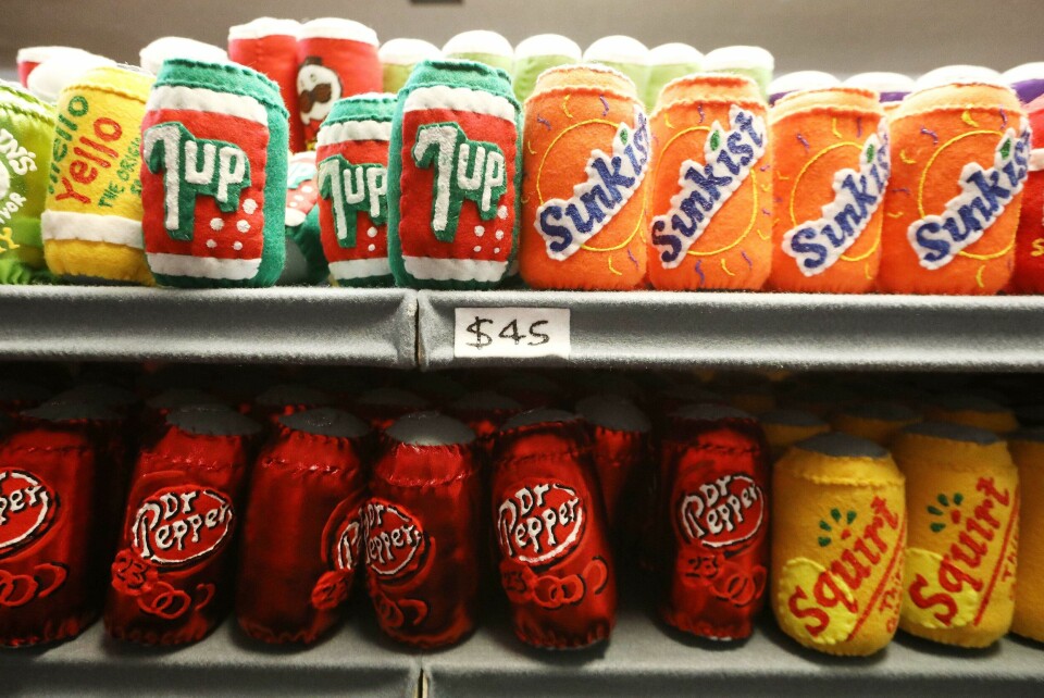 LOS ANGELES, CA - AUGUST 15: Replica soda cans made of felt are displayed at the 'Sparrow Mart' installation by artist Lucy Sparrow on August 15, 2018 in Los Angeles, California. The installation at the Standard Hotel consists of a make-believe supermarket filled with 31,000 handmade felt groceries. Mario Tama/Getty Images/AFP== FOR NEWSPAPERS, INTERNET, TELCOS & TELEVISION USE ONLY == LOS ANGELES, CA - AUGUST 15: Replica soda cans made of felt are displayed at the 'Sparrow Mart' installation by artist Lucy Sparrow on August 15, 2018 in Los Angeles, California. The installation at the Standard Hotel consists of a make-believe supermarket filled with 31,000 handmade felt groceries. Mario Tama/Getty Images/AFP== FOR NEWSPAPERS, INTERNET, TELCOS & TELEVISION USE ONLY ==