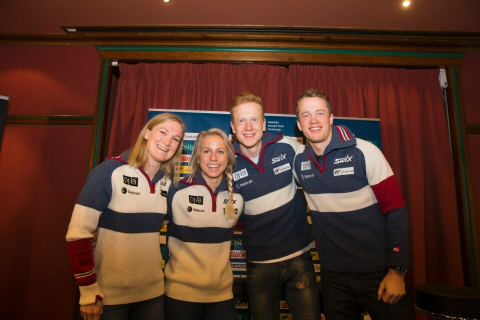 Disse åpner VM-moroa for Norge torsdag: Fra venstre Marte Olsbu, Tiril Eckhoff , Johannes Thingnes Bø og Tarjei Bø. FOTO: TERJE BENDIKBY/NTB SCANPIX