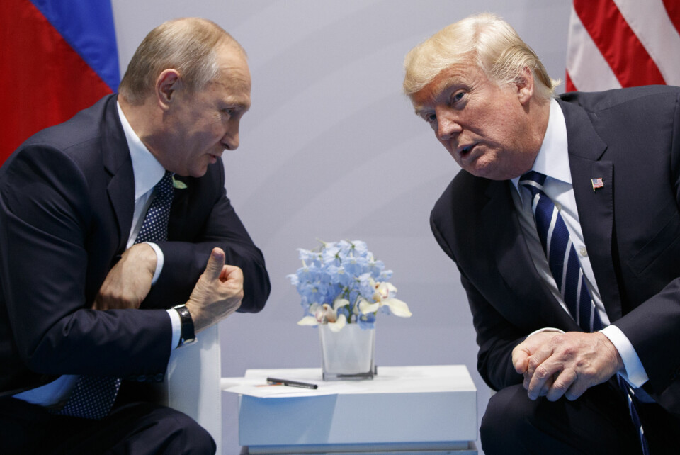 Fredssamtalene i Ukraina strammer seg til. Her er Russlands president Vladimir Putin og USAs president Donald Trump avbildet i Hamburg i 2017. Fredssamtalene i Ukraina strammer seg til. Her er Russlands president Vladimir Putin og USAs president Donald Trump avbildet i Hamburg i 2017. Foto: Evan Vucci / AP / NTB