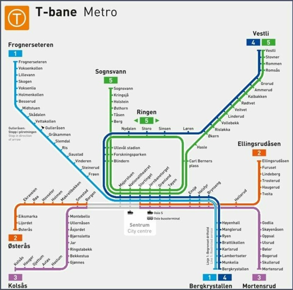 Fra klokken 18 torsdag 27. mars påvirkes alle T-banens linjer da forberedelsene til påkoblingen av Fornebubanen starter. Fra 28. mars erstattes T-banens linje 2 og 3 med buss mellom Borgen og Majorstuen fram til 3. november.(Illustrasjon: Ruter / handout/NTB) Det blir buss for bane fra Borgen til Majorstuen. Illustrasjon: Ruter / handout / NTB