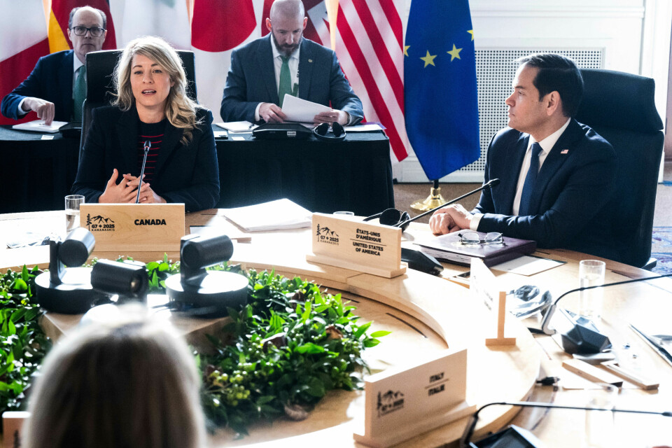 Canadas Mélanie Joly deltar på G7-møtet sammen med USAs utenriksminister Marco Rubio. Canadas Mélanie Joly deltar på G7-møtet sammen med USAs utenriksminister Marco Rubio. Foto: Saul Loeb / AP / NTB