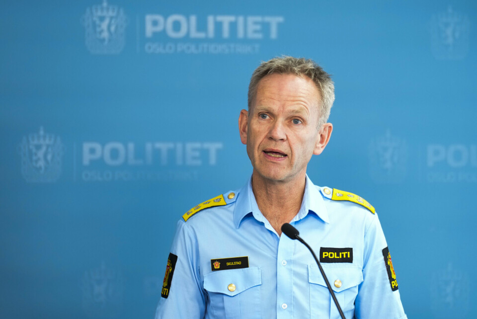 Politidirektør Håkon Skulstad under en pressekonferansen om bevæpning av politiet på Politihuset i Oslo tidligere denne måneden. Oslo 20250509. Politidirektør Håkon Skulstad under en pressekonferansen om bevæpning av politiet på Politihuset i Oslo.Foto: Fredrik Varfjell / NTB