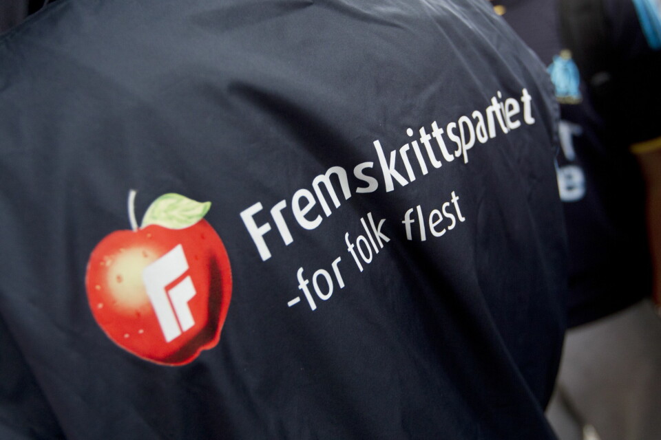 Illustrasjonsfoto Illustrasjonsfoto: T-skjorte med Frps logo og slagord