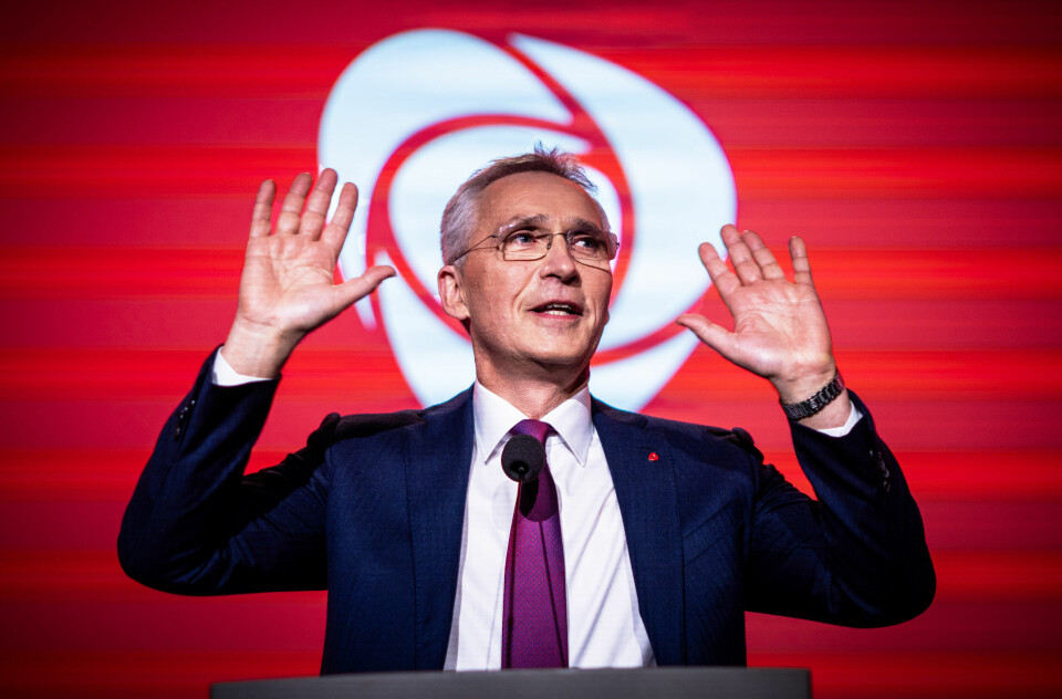 Finansminister Jens Stoltenberg advarte landsmøtet i Arbeiderpartiet med Norge kan bli hardt rammet av handelskrigen som president Donald Trump har startet. Finansminister Jens Stoltenberg fra da han talte på Arbeiderpartiets landsmøte i Folkets Hus i Oslo torsdag. Foto: Ole Berg-Rusten / NTB