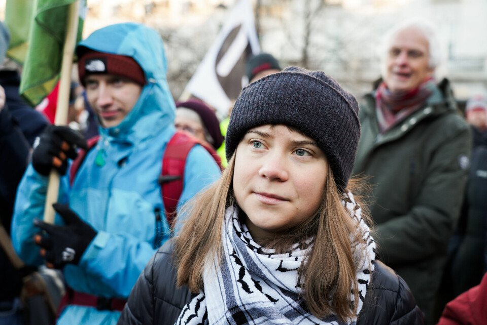 Den svenske klimaaktivisten Greta Thunberg, her fotografert under en demonstrasjon utenfor det norske Stortinget i vinter, skal være med når en gruppe aktivister søndag setter kursen mot Gaza i regi av Freedom Flotilla. Den svenske klimaaktivisten Greta Thunberg, her fotografert under en demonstrasjon utenfor det norske Stortinget i vinter, skal være med når en gruppe aktivister søndag setter kursen mot Gaza i regi av Freedom Flotilla. Arkivfoto: Ole Berg-Rusten / NTB