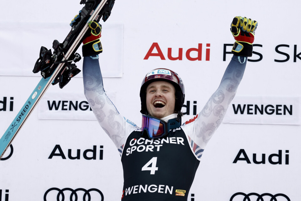Atle Lie McGrath er klar for å jakte sine første VM-medaljer i Saalbach. Atle Lie McGrath jubler for seier i Wengen-slalåmen. Foto: Gabriele Facciotti / AP / NTB