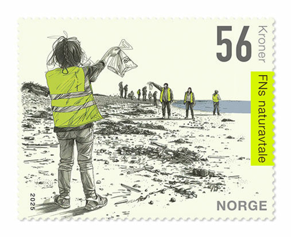 Slik ser det ut, frimerket som Jørn O. Jøntvedt har designet for Posten, om Naturavtalen, på idé fra Sverre Lundemo. Opplaget er på 150.000 frimerker. Slik ser det ut, frimerket som Jørn O. Jøntvedt har designet for Posten, om Naturavtalen.