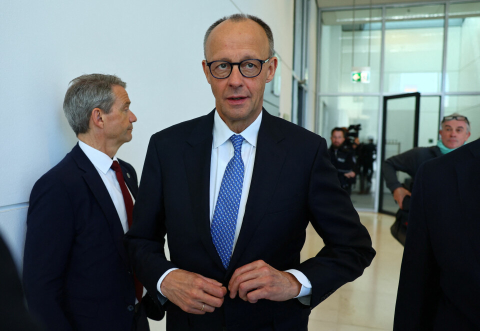 Friedrich Merz etter avstemningen i første runde. Merz er leder for Kristendemokratene (CDU). Friedrich Merz etter avstemningen i første runde.