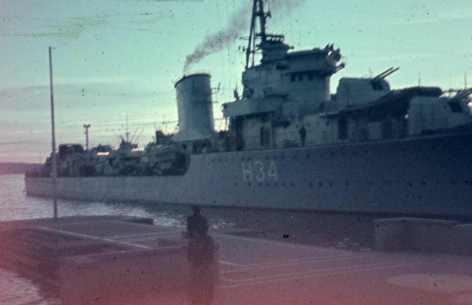 Den polske jageren ORP Błyskawica ved havnen utenfor Rådhuset under feiringen av frigjøringsdagene i 1945.(Johan Hove Mo eller Johannes Reidar Mo/ Oslo byarkiv) Den polske jageren ORP Błyskawica ved havnen utenfor Rådhuset under feiringen av frigjøringsdagene 1945.
Kreditering: Johan Hove Mo eller Johannes Reidar Mo/ Oslo byarkiv