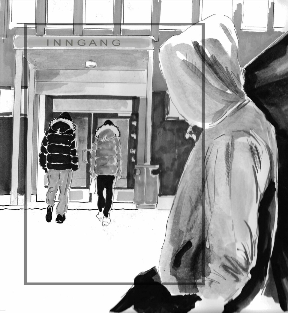 Modi og bestekameraten Amir fikk aldri komme tilbake til skolen de gikk på etter en knivstikkingsepisode på Grønland 6. februar 2024. Begge ble nektet adgang til nærskolen ut skoleåret.(Illustrasjon /Sissel Hoffengh) Skolesak