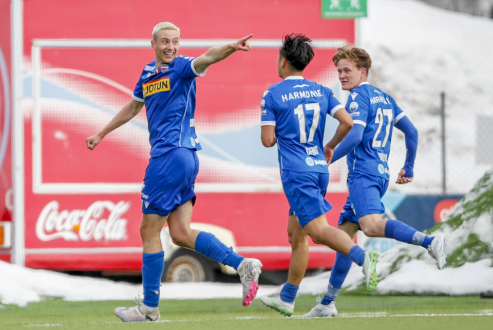 Sandefjords Stefán Ingi Sigurdarson feirer sin 1-0-scoring mot Tromsø på Romssa Arena. Sandefjords Stefán Ingi Sigurdarson feirer sin 1-0-scoring mot Tromsø på Romssa Arena. Foto: Rune Stoltz Bertinussen / NTB.