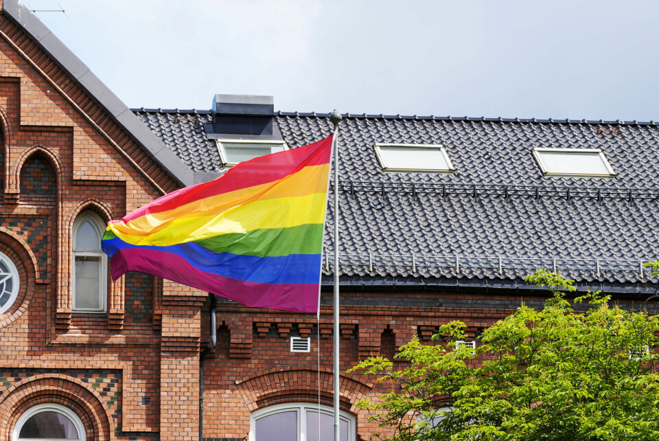 Det er langt viktigere å være opptatt av skeive barn og unge, og deres krav på et trygt, godt og inkluderende skolemiljø – enn å være bekymret for at rektorer kommer i skvis, mener Truls Wickholm. Bildet viser regnbueflagget på Vålerenga skole i Oslo i fjor. Oslo 20240614. Pride flagg på Vålerenga skole.Foto: Terje Pedersen/NTB