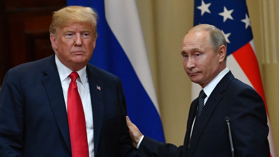 USAs president Donald Trump og Russlands president Vladimir Putin snakket mandag på telefon om mulighetene for fred i Ukraina. Bildet er fra møtet deres i Helsinki i 2018. USAs president Donald Trump og Russlands president Vladimir Putin snakket mandag på telefon om mulighetene for fred i Ukraina. Bildet er fra møtet deres i Helsinki i 2018.