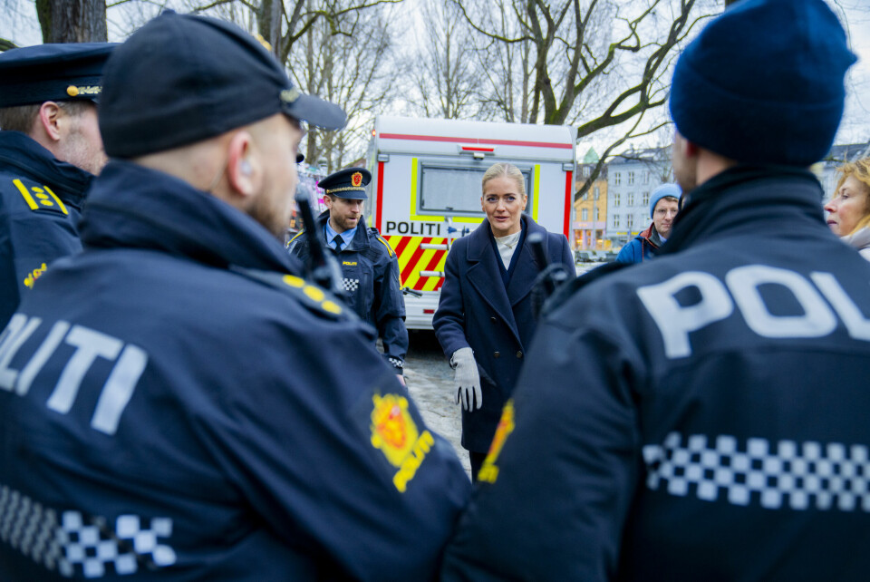 Justisminister Emilie Enger Mehl (Sp) deltok mandag på den offisielle åpningen av Oslo politidistrikts nye nærpolitiseksjon på Grünerløkka i Oslo. Justisminister Emilie Enger Mehl (Sp) deltok mandag på den offisielle åpningen av Oslo politidistrikts nye nærpolitiseksjon på Grünerløkka i Oslo. Foto: Stian Lysberg Solum / NTB