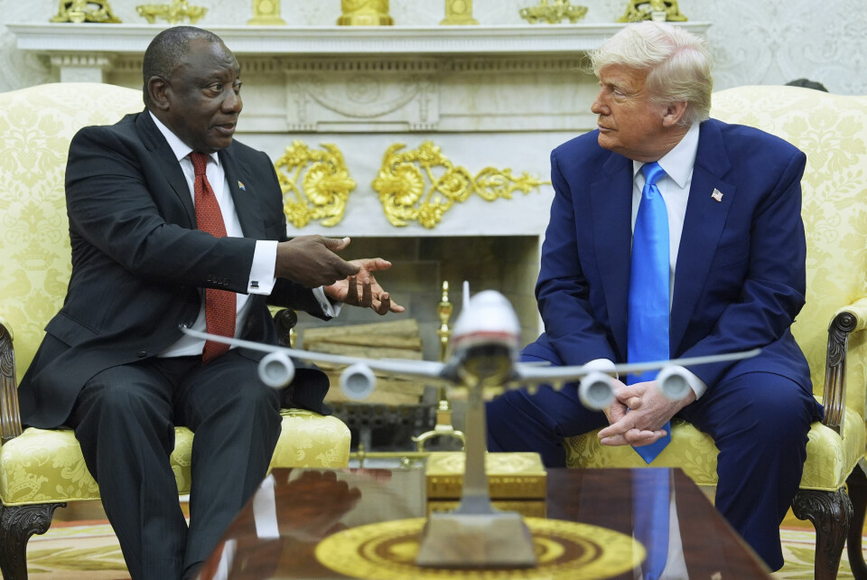 President Donald Trump møtte Sør-Afrikas president Cyril Ramaphosa i Det ovale kontor i Det hvite hus onsdag. President Donald Trump møtte Sør-Afrikas president Cyril Ramaphosa i Det ovale kontor i Det hvite hus onsdag. Foto: Evan Vucci / AP / NTB