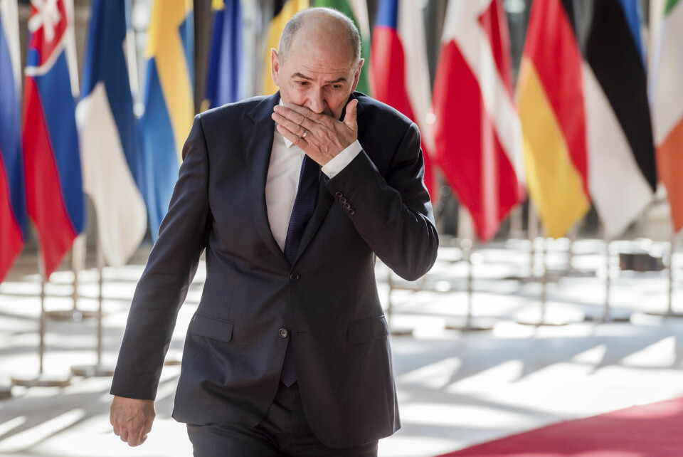 Jansa har avvist anklagene som et forsøk på å få ham ut av politikken før neste års valg. Her fra et EU-toppmøte i mai 2022. Jansa har avvist anklagene som et forsøk på å få ham ut av politikken før neste års valg. Her fra et EU-toppmøte i mai 2022. Foto: Geert Vanden Wijngaert / AP / NTB