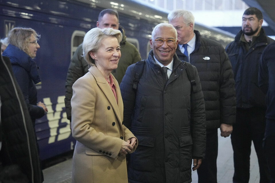 EU-kommisjonens president Ursula von der Leyen og EU-president Antonio Costa er i Kyiv mandag på treårsdagen for invasjonen av Ukraina. EU-kommisjonens president Ursula von der Leyen og EU-president Antonio Costa er i Kyiv mandag på treårsdagen for invasjonen av Ukraina. Foto: AP / NTB