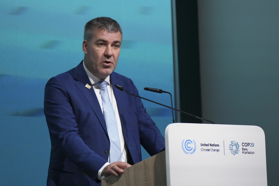 Klima-, energi- og forsyningsminister Lars Aagaard på FNs klimakonferanse i Aserbajdsjan i november i fjor. Klima-, energi- og forsyningsminister Lars Aagaard på FNs klimakonferanse i Aserbajdsjan i november i fjor. Foto: Sergej Grits / AP / NTB