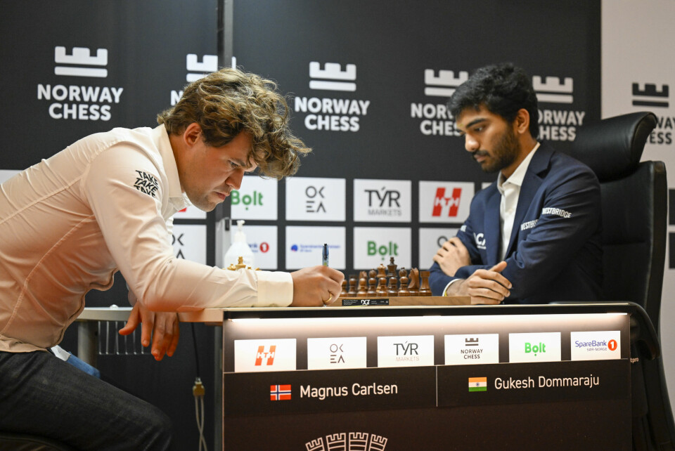 Magnus Carlsen møtte verdensmester Gukesh Dommaraju i første runde av Norway Chess. Magnus Carlsen møtte verdensmester Gukesh Dommaraju i første runde av Norway Chess.Foto: Carina Johansen / NTB