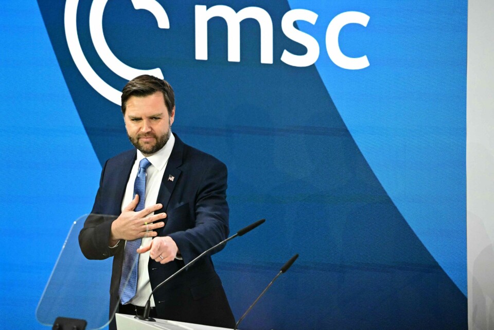 USAs visepresident J.D. Vance spøkte syrlig med Greta Thunberg på talerstolen under sikkerhetskonferansen i München nylig. Ingen i salen lo, skriver Jonas Bals. USAs visepresident J.D. Vance spøkte syrlig med Greta Thunberg på talerstolen under sikkerhetskonferansen i München nylig. Ingen i salen lo, skriver Jonas Bals.