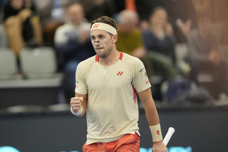 Casper Ruud er klar for finale i Dallas Open etter en thriller mot spanske Jaume Munar i semifinalen. Her fra Davis Cup på hjemmebane nylig. Casper Ruud er klar for 2. runde i Dallas. Her fra da han var i aksjon i Davis cup på hjemmebane sist uke.Foto: Lise Åserud / NTB