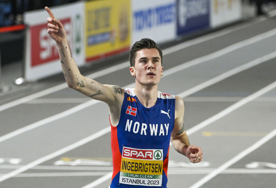 Jakob Asserson Ingebrigtsen er klar for innendørs-EM i Nederland. Her er han etter EM-gullet på 3000 meter i 2023. Jakob Ingebrigtsen løper fire DL-stevner før VM i august.Foto: Fredrik Sandberg / TT / NTB