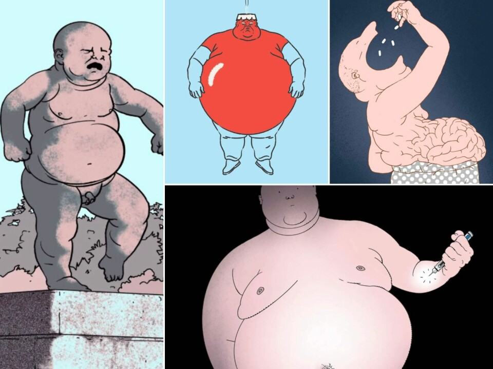 Eksempler på hvordan tjukke mennesker reduseres til stereotyper.(Faksimiler fra Aftenposten) Eksempler på hvordan tjukke mennesker reduseres til stereotyper