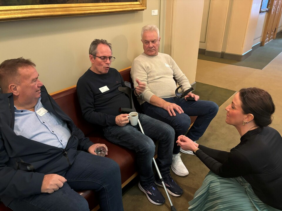 Statsråd Tonje Brenna (Ap) møtte flere av oljepionérene på stortinget før jul. Fra venstre Tord Lillehavn, Jan Birger Årsland og Bjarne Kapstad.(Tom vestreng) Statsråd Tonje Brenna (Ap) møtte flere av oljepionerene på stortinget før jul. Fra venstre Hans Marwoll, Jan Birger Årsland og Bjarne Kapstad.