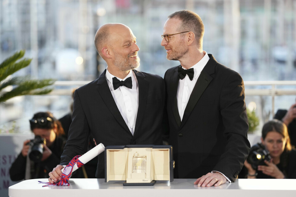 Joachim Trier vant Grand Prix i Cannes for «Affeksjonsverdi», som nå er klar for Kina. Her med med-manusforfatter Eskil Vogt i Cannes tidligere denne uken. Joachim Trier vant Grand Prix i Cannes for «Affeksjonsverdi», som nå er klar for Kina. Her med med-manusforfatter Eskil Vogt i Cannes tidligere denne uken. Foto: Scott A Garfitt / Invision/AP / NTB