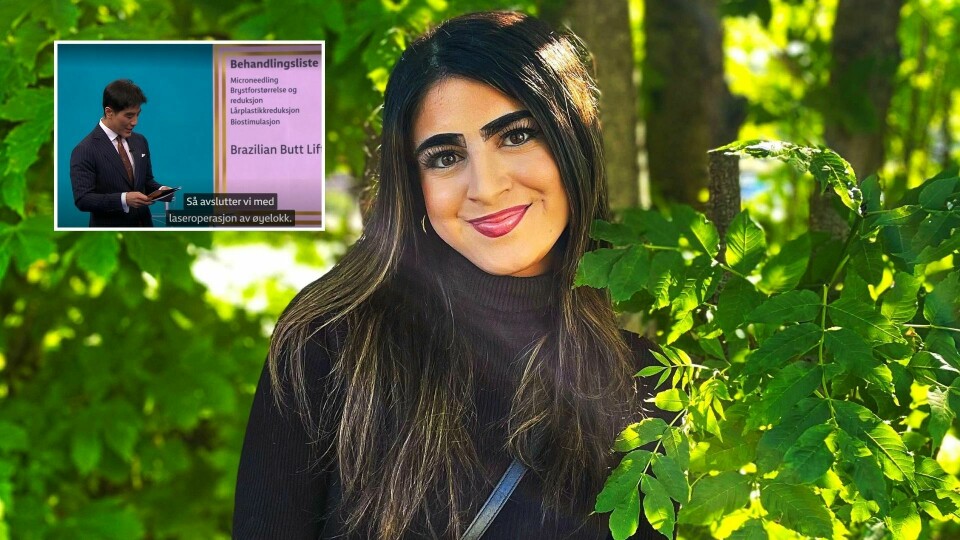 Dessverre fremstod Debatten på NRK som en reklameplakat for skjønnhetsbransjen, skriver Sayna Etminan. Dessverre fremstod Debatten på NRK som en reklameplakat for skjønnhetsbransjen, skriver Sayna Etminan.
