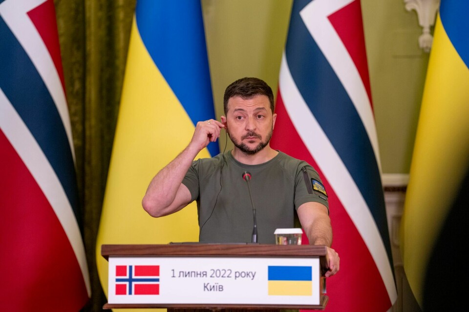 President Volodymyr Zelenskyj i Kyiv da statsminister Jonas Gahr Støre (Ap) besøkte Ukraina første gang 1. juli 2022.(Javad Parsa/NTB) President Volodymyr Zelenskyj i Kyiv da statsminister Jonas Gahr Støre (Ap) besøkte Ukraina første gang 1. juli 2022.